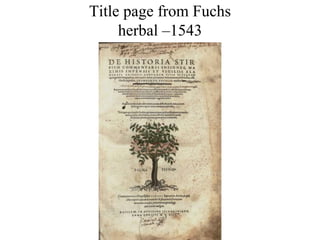 Title page from Fuchs
herbal –1543
 