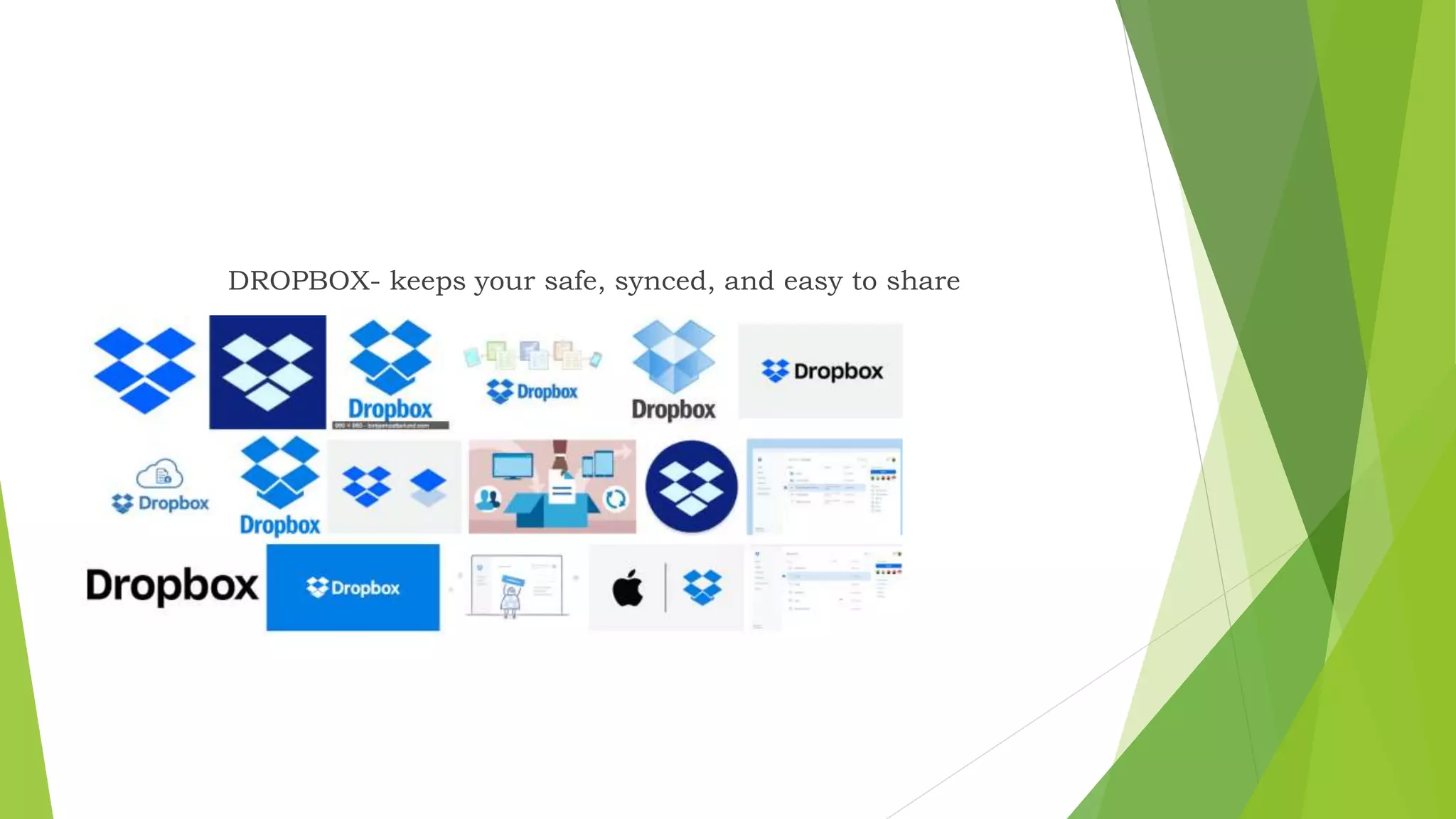 DROPBOX- keeps your safe, synced, and easy to share
 