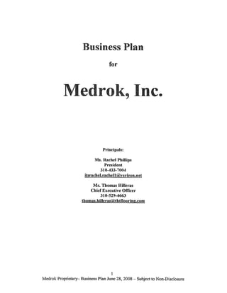 Medrok, Inc. Business Plan