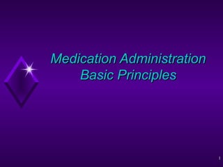 Medication Administration
    Basic Principles




                            1
 