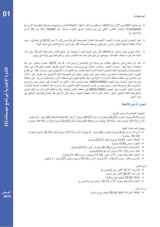 01
                                                                                                                         2010           27                                    ƒ
            30                       Adetef                                                  (                                                           EuropeAid
                                                                                                                                                          .

                                2010            7           6                                                                                                                 ƒ
                        .                                                        III                                      -

                    .                                                                                                    2010                                                 ƒ
                .

                                          2010                  4       3                                                                                                     ƒ
                                                    )                        .                                                               :
                    -III                        (                                        )                                                                   (
                                     .(                                                          )
                                            -
                                                                                                     .(MED-HIMS)
                                                                    .
                                                                .                                    (MED-HIMS)
                                                                                 .
                                                                                                                                                                 .




                                                                                                                              :
            (           2-     30)                                                (      29-27)                      (      23-21)                       (      9-7)
       .(               16-15)                  (           23-21)               (       20-18)                  (         15-13)                (           12-11)
III




                                                                                                                                            :
                            (   16-14)                  (           13-11)               (           2-          28)                (      9-7)                      :      ƒ
                                                                                                                                              (                      16-14)
                                                                                                     (       23-21)             (       10-8)                           :   ƒ
                                                                                                                          (               10-8)                        :    ƒ
                                                                             (        23-21)                 (    20-18)                :                                   ƒ
                                                                                                         (    6-5)        (               17- 11)                         : ƒ
                                                             (              21-18)      (                    17-14)     :                                                   ƒ
                                .(         1-               27)               (    15-13)                      (    17 10-7)                         :                      ƒ

                                                                                                                                                                          :
                                                                                                                                                 12-11 :                      ƒ
                                                                                                                                                 28-27 :                      ƒ
                                                                                                                                                  23-22 :                     ƒ
                                                                                     .                               15-14 :                                                  ƒ

                                                                                                                                                                          :
                                                                                                     .                        26-24                                   :       ƒ
2010
 