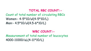 Total Rbc LABORATORY STUDIES OF CARDIAC DISORDERS | PPTX