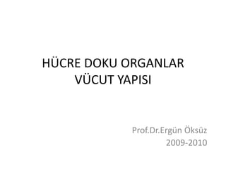 HÜCRE DOKU ORGANLAR
VÜCUT YAPISI
Prof.Dr.Ergün Öksüz
2009-2010
 