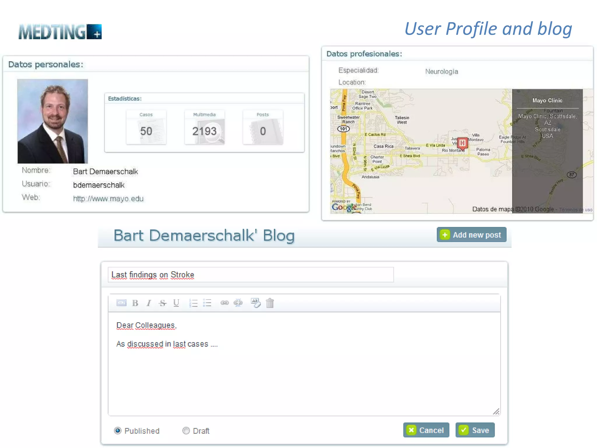 User Profile and blog 