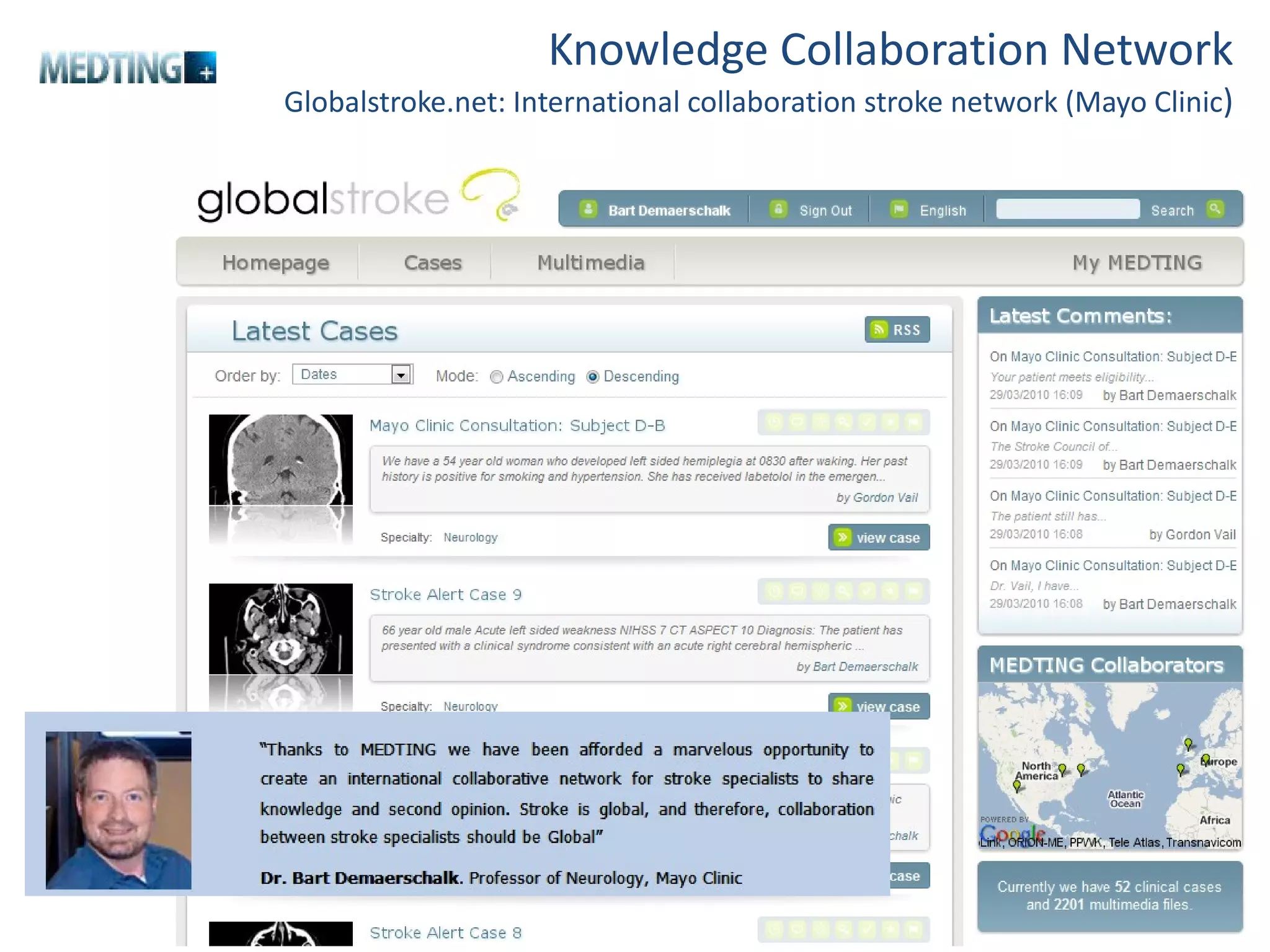 Knowledge Collaboration Network Globalstroke.net: International collaboration stroke network (Mayo Clinic ) 