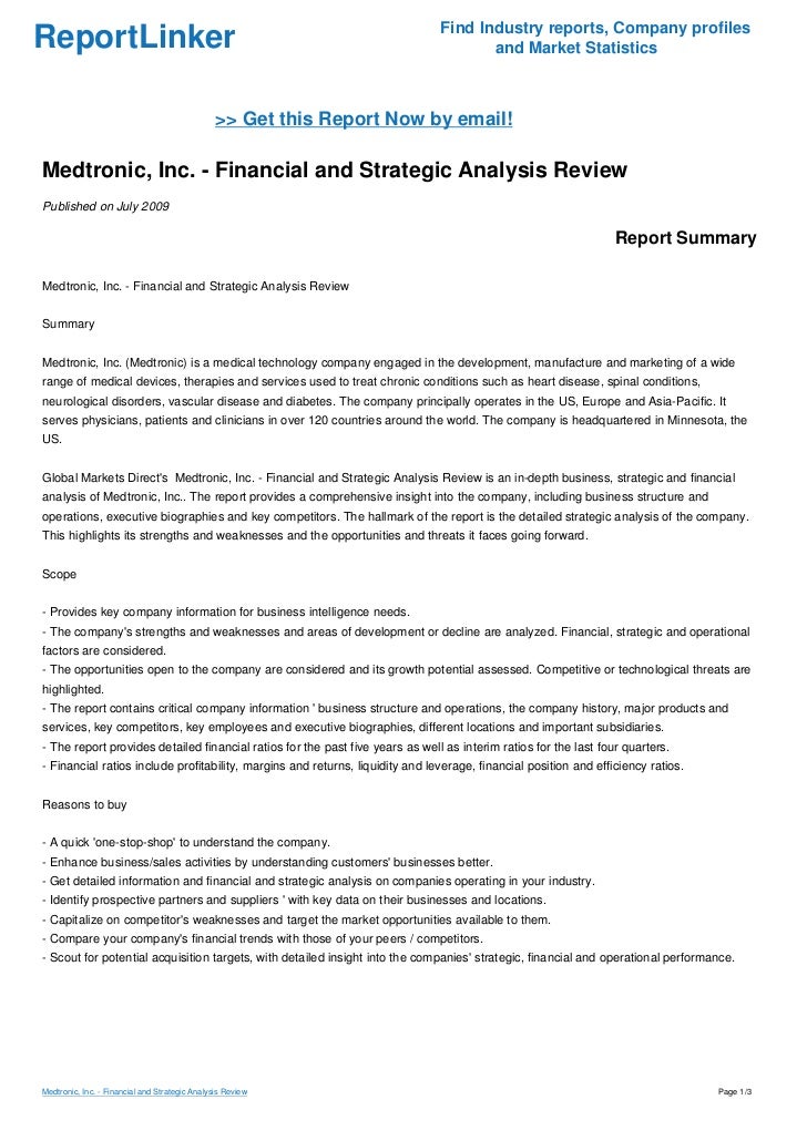 Medtronic, Inc. Financial and Strategic Analysis Review