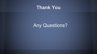 Thank You 
Any Questions? 
