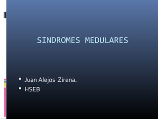 SINDROMES MEDULARES

 Juan Alejos Zirena.
 HSEB

 