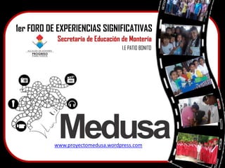 1er FORO DE EXPERIENCIAS SIGNIFICATIVAS
            Secretaría de Educación de Montería
                                    I.E PATIO BONITO




           www.proyectomedusa.wordpress.com
 