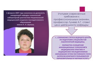 Пам’яті проф. А.Г. Луньової. Про професіонала та людину