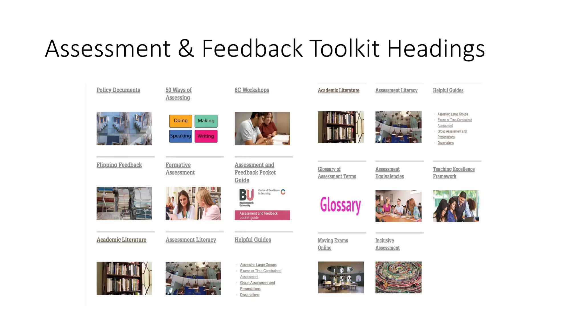 Assessment & Feedback Toolkit Headings
 