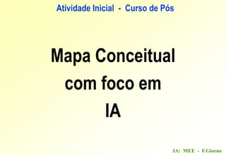IA: MEE - F.Giorno
Atividade Inicial - Curso de Pós
Mapa Conceitual
com foco em
IA
 