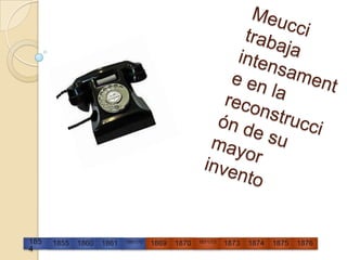 Meucci trabaja intensamente en la reconstrucción de su mayor invento185418551861/70187018691871/73187518741876187318601861