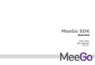 MeeGo SDK Overview John, Chen Bob, Spencer April 2011 