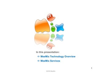 ©2009 MeeMix In this presentation:    MeeMix Technology Overview    MeeMix Services    MeeMix Benefits 