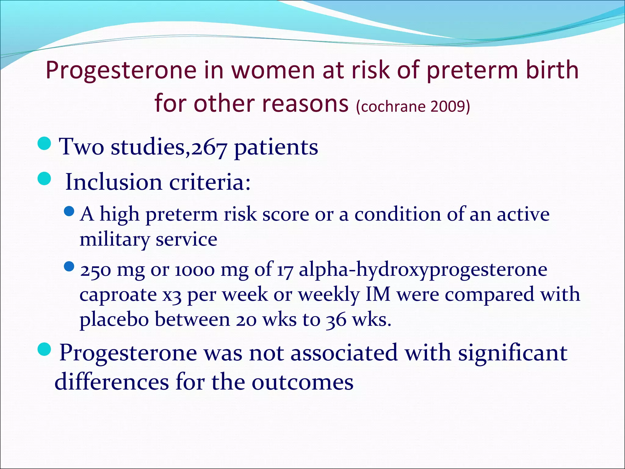 Micronised progesterone in preterm labour | PPT