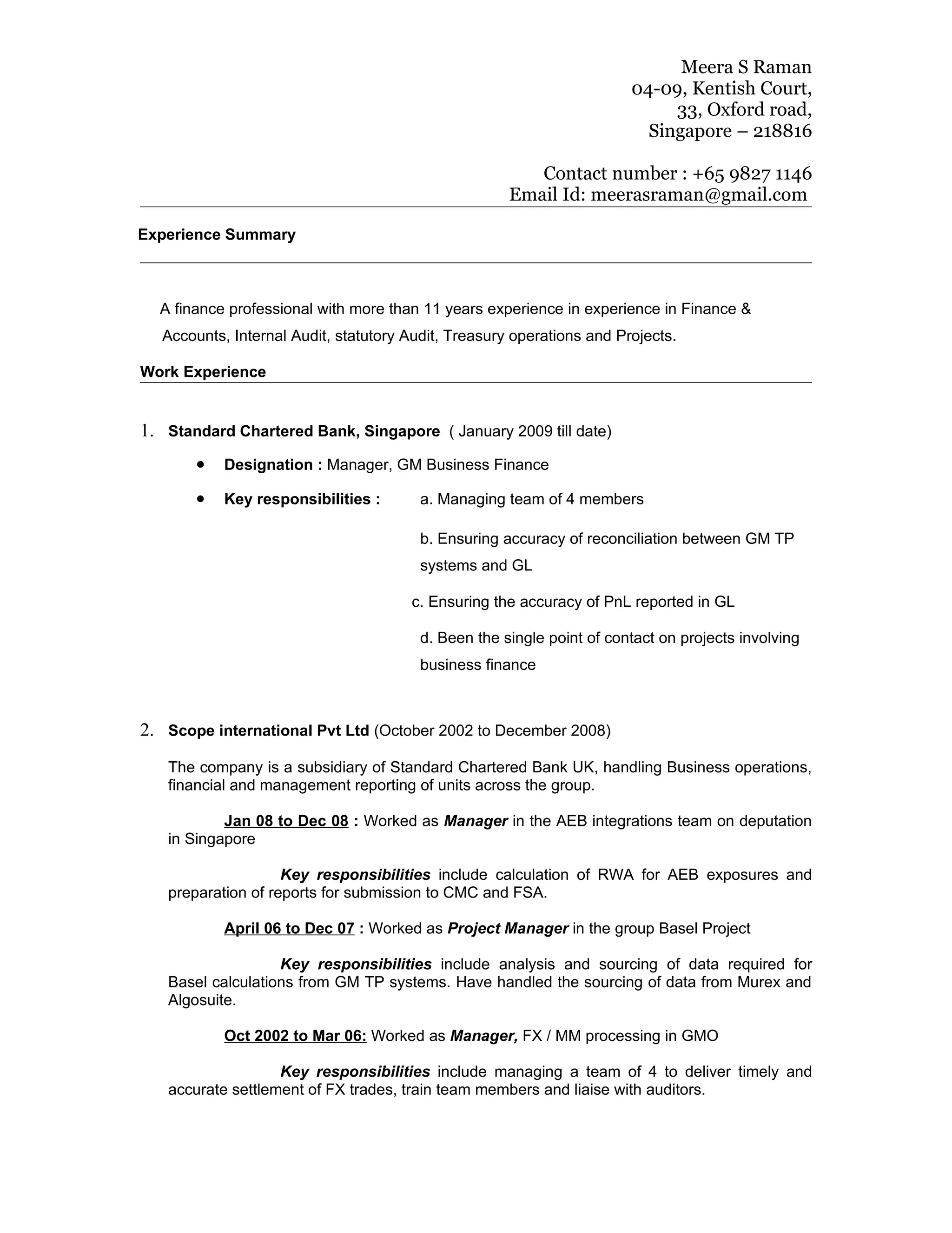 Meera Raman Cv | PDF