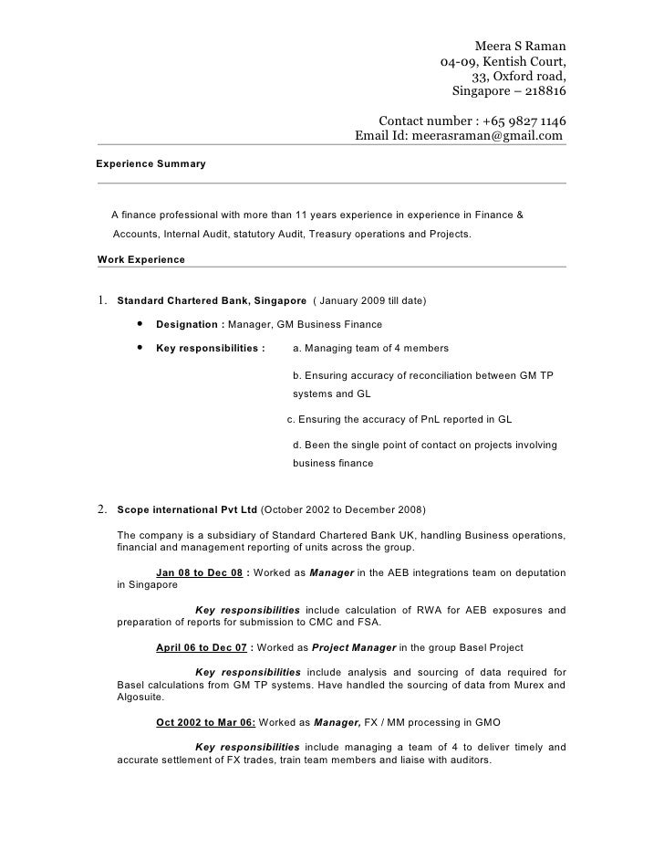 resume for big 4