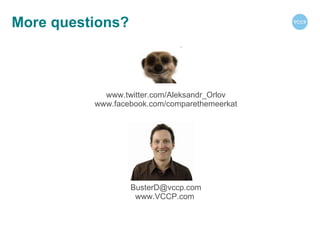 More questions? www.twitter.com/Aleksandr_Orlov www.facebook.com/comparethemeerkat [email_address] www.VCCP.com  