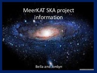 MeerKAT SKA project
information
Bella and Jordyn
 