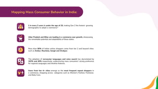 Mapping Mass Consumer Behavior in India:
1 in every 3 users is under the age of 25, making Gen Z the fastest- growing
demo...