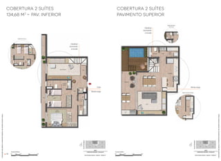 64 65
cobertura 2 suítes
134,68 m2
- pav. inferior
cobertura 2 suítes
pavimento superior
Adecoraçãodasplantasémeramenteilustrativa,nãoestandoincluídanopreço.
Adecoraçãodasplantasémeramenteilustrativa,nãoestandoincluídanopreço.
Monta-carga
Monta-carga
Claraboia
iluminando
a escada
Claraboia
iluminando
a escada
Copa
 