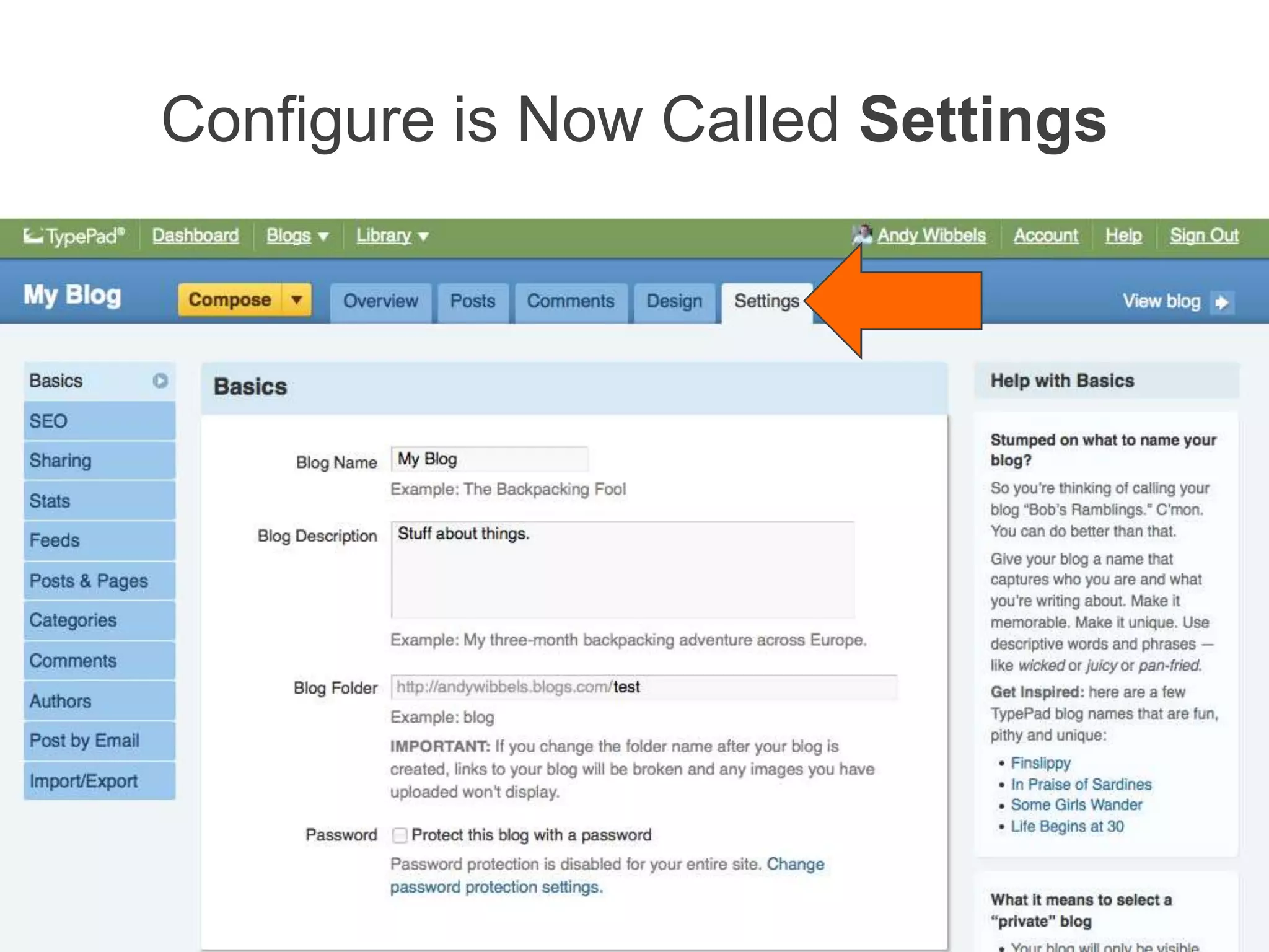 Configure is Now Called Settings
