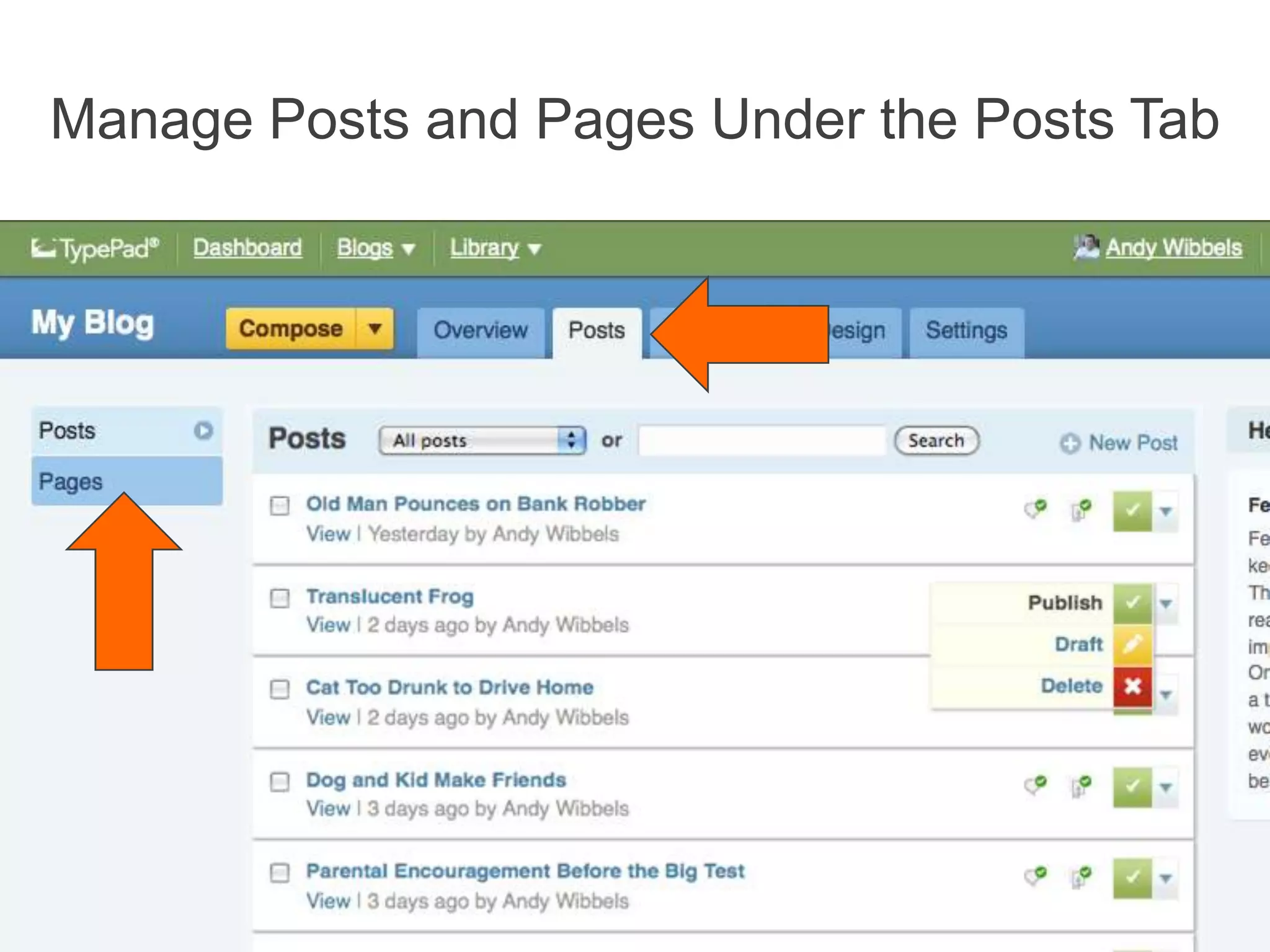 Manage Posts and Pages Under the Posts Tab