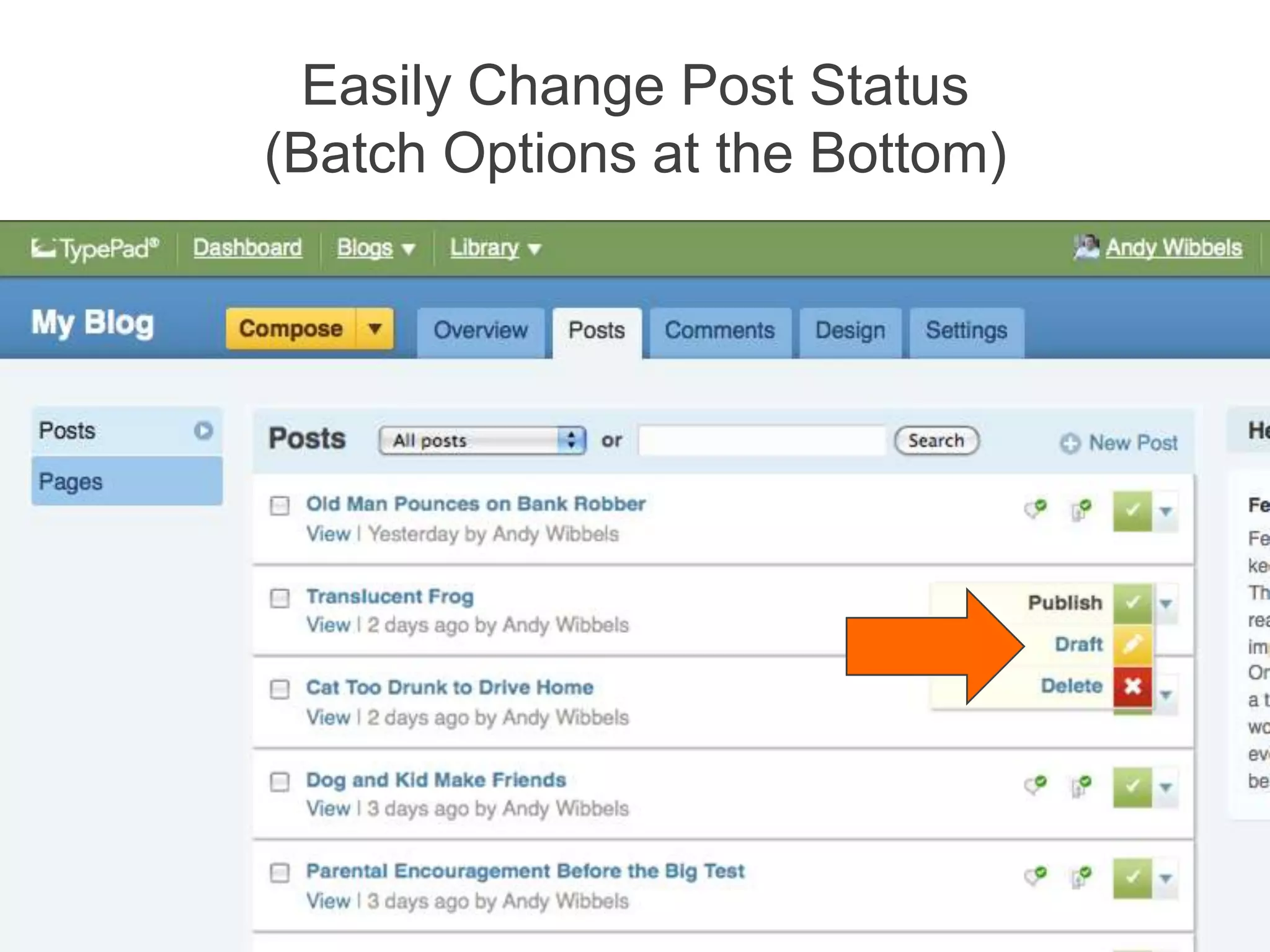 Easily Change Post Status(Batch Options at the Bottom)