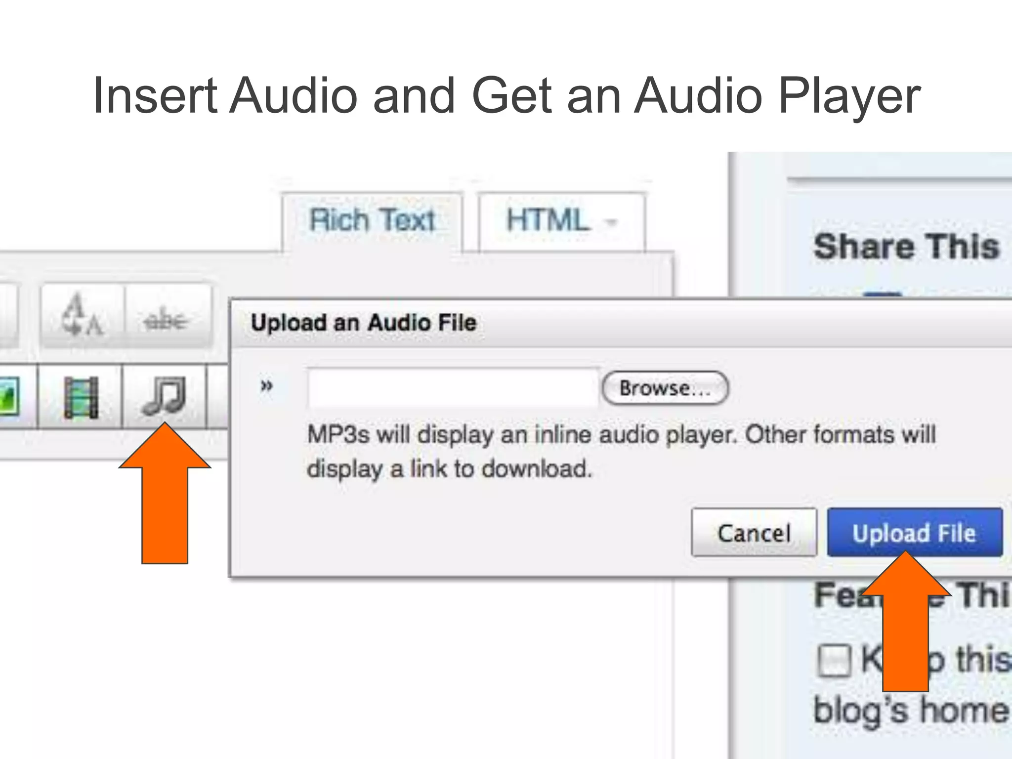Insert Audio and Get an Audio Player