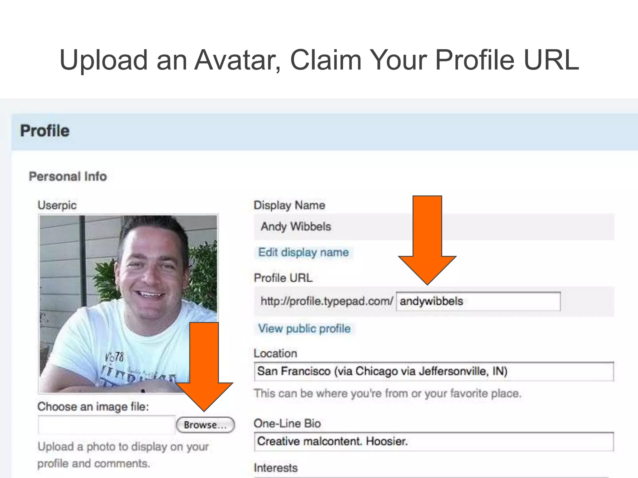 Complete Your TypePad Profile, Click Edit Your Profile from the Dashboard