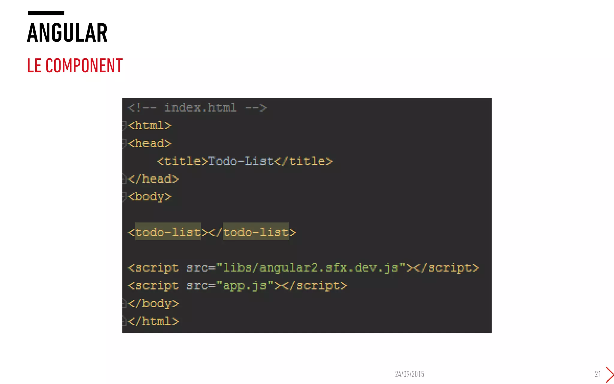 ANGULAR
LE COMPONENT
24/09/2015 21
 