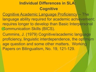 Exploring Individual Differences in Second Language Acquisition ...