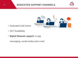 • Dedicated Call Centre
• 24/7 Availability
• Digital Channels support: in-app
messaging, social media and e-mail
DEDICATE...
