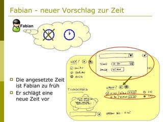 Fabian - neuer Vorschlag zur Zeit Die angesetzte Zeit ist Fabian zu früh Er schlägt eine neue Zeit vor Fabian 