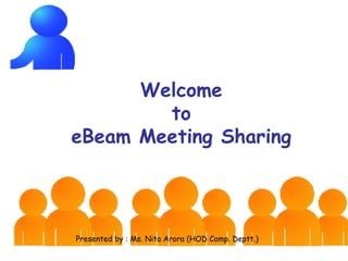 Welcome  to  eBeam Meeting Sharing Presented by : Ms. Nita Arora (HOD Comp. Deptt.) 