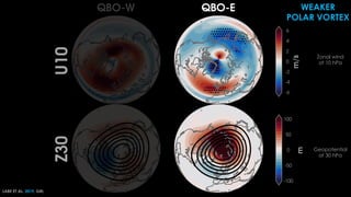 WEAKER
POLAR VORTEX
Zonal wind
at 10 hPa
Geopotential
at 30 hPa
LABE ET AL. 2019, GRL
 