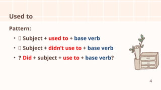 Used To Structure Mastering 'Used To' for Describing Past Habits in English B1 | PPTX