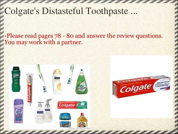 colgates distasteful toothpaste View colage tooth paste crisis from com 105 at washington state university com 105 colgates distasteful toothpaste euro disney: colgate fact file: - based in new york house hold products and. colgates distasteful toothpaste View colage tooth paste crisis from com 105 at washington state university com 105 colgates distasteful toothpaste euro disney: colgate fact file: - based in new york house hold products and.
