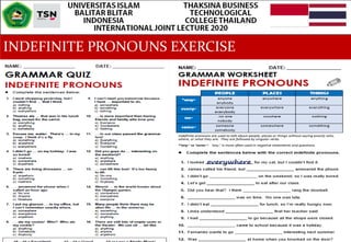 INDEFINITE PRONOUNS EXERCISE
 