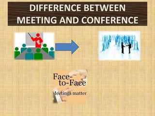 DIFFERENCE BETWEEN
MEETING AND CONFERENCE
 