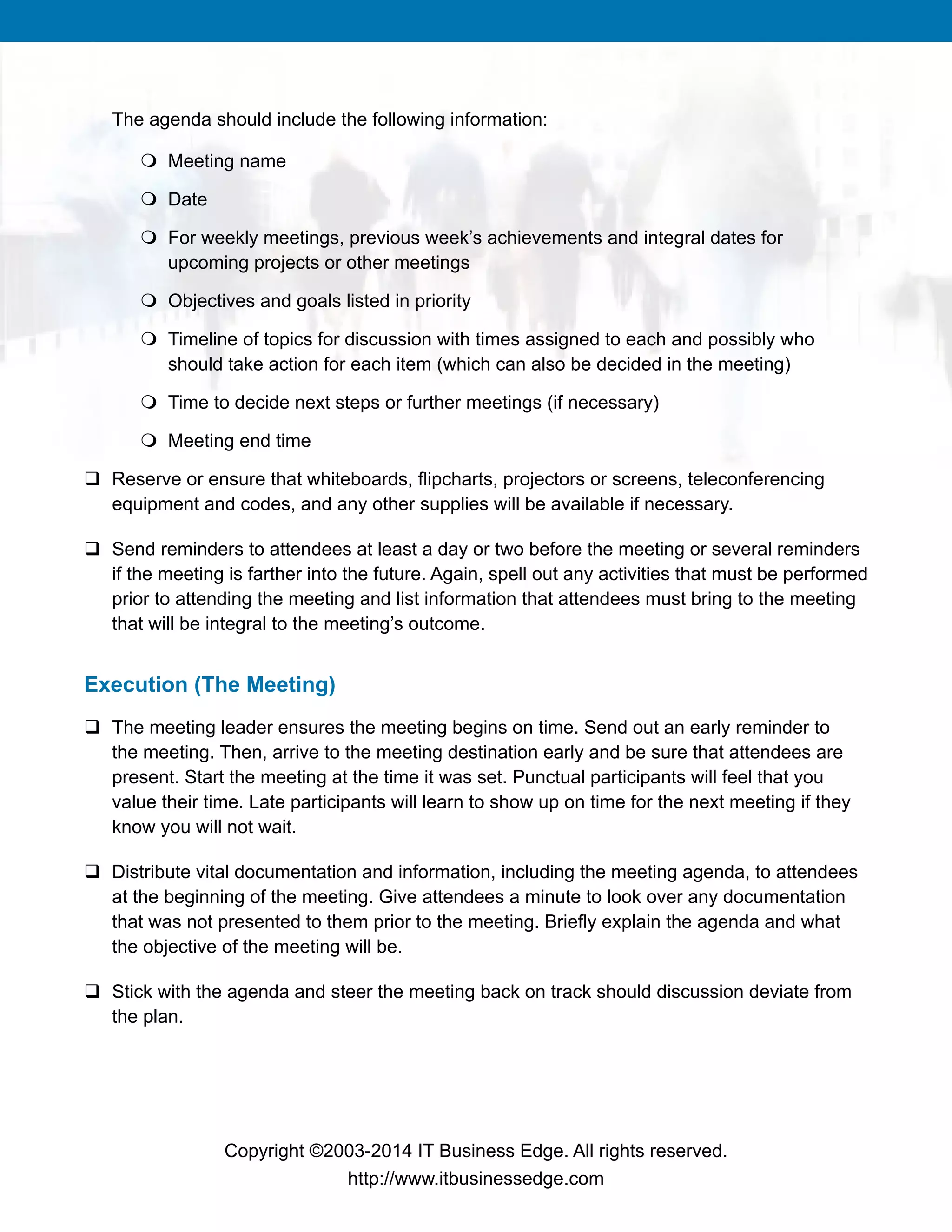 Meeting checklist | PDF