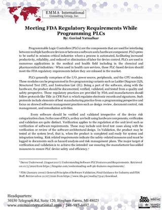 Programable Requirements Meeting FDA Regulatory Requirements While Programming PLCs | PDF