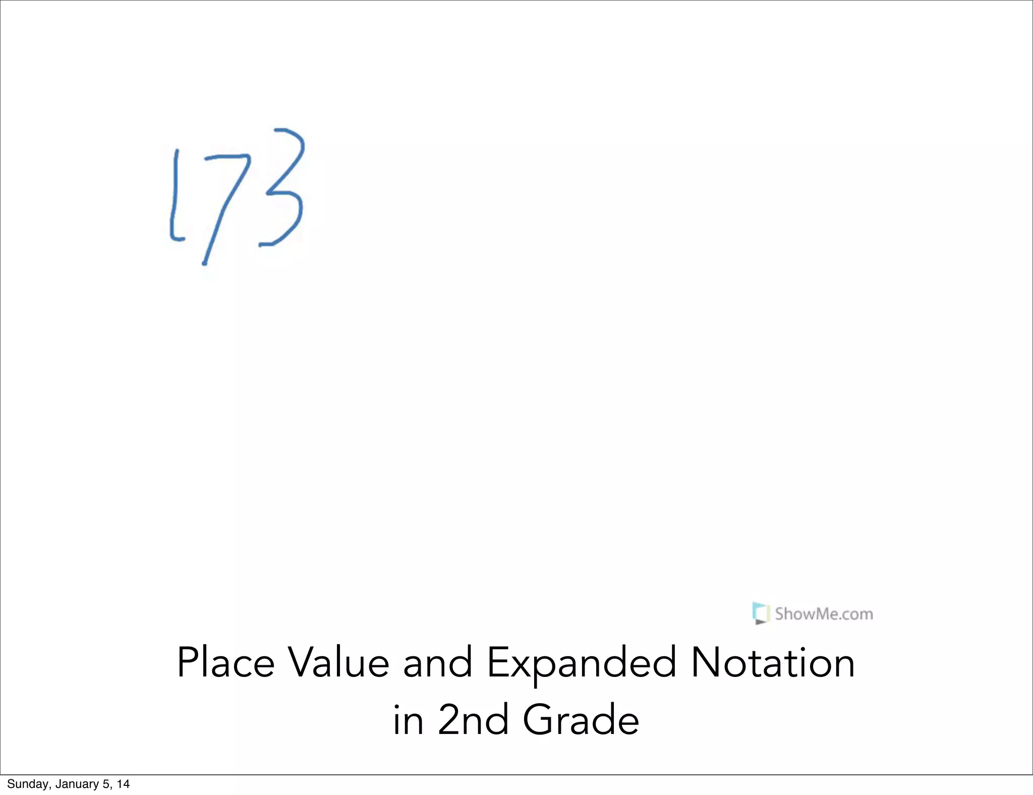 Place Value and Expanded Notation
in 2nd Grade
Sunday, January 5, 14

 