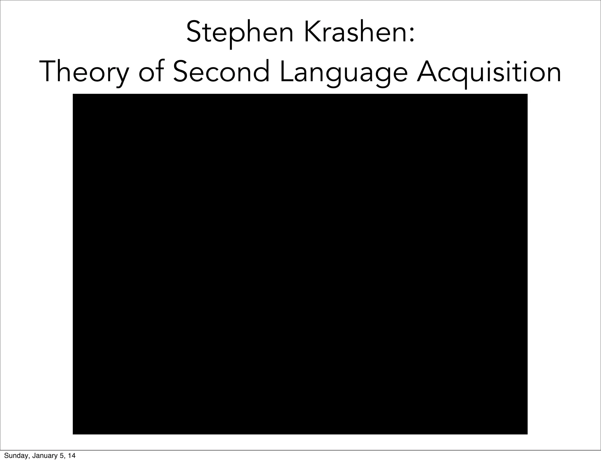 Stephen Krashen:
Theory of Second Language Acquisition

Sunday, January 5, 14

 