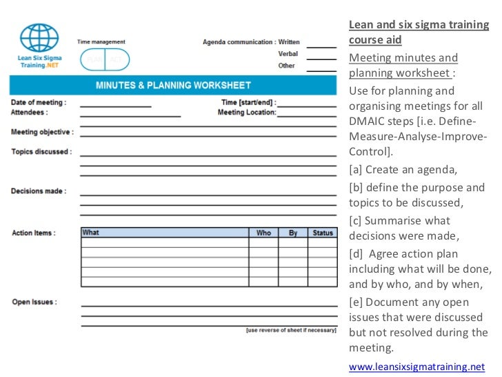 Meeting minutes and planning sheet