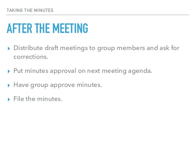 taking minutes at a meeting