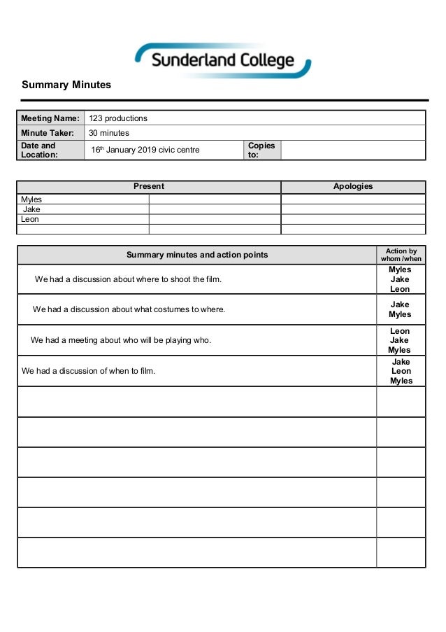 meeting minutes template minutes from a meeting template
