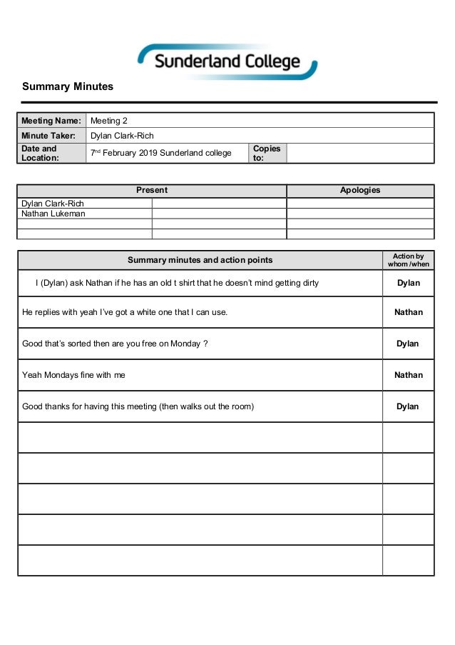 meeting minutes template 2 meeting record template