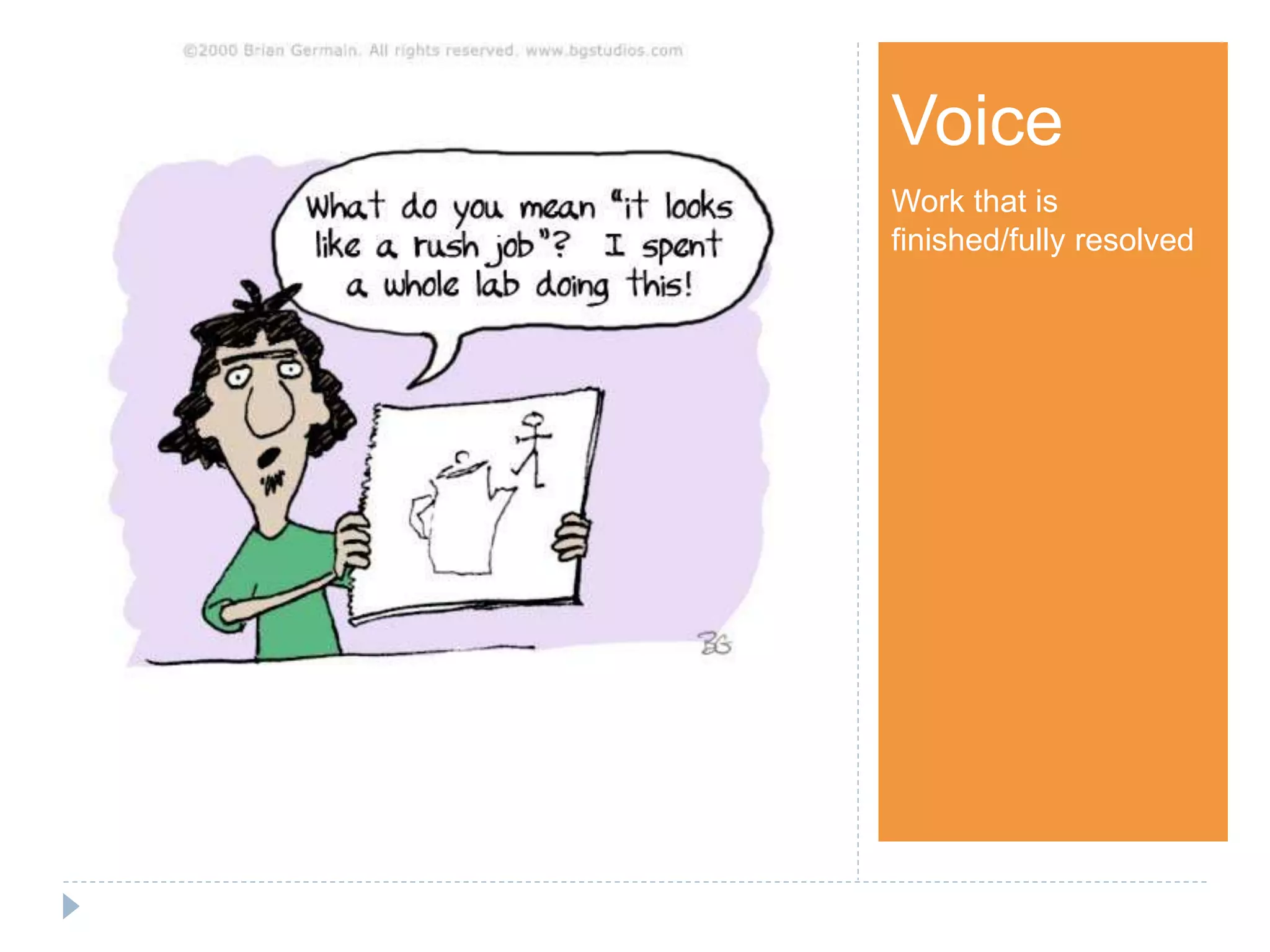 Step 1Voice
Work that is
finished/fully resolved
 